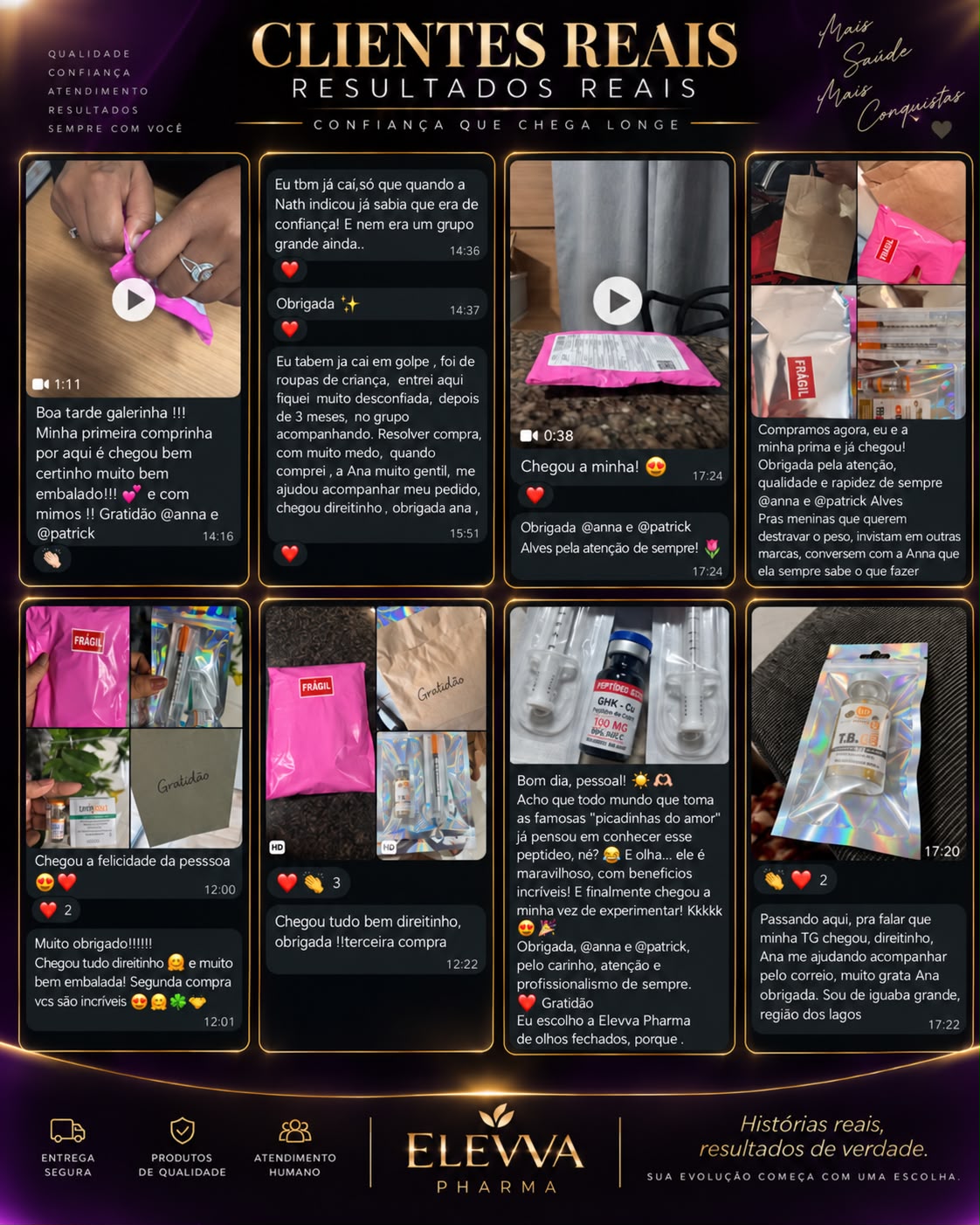 Feedbacks reais de clientes ELEVVA PHARMA