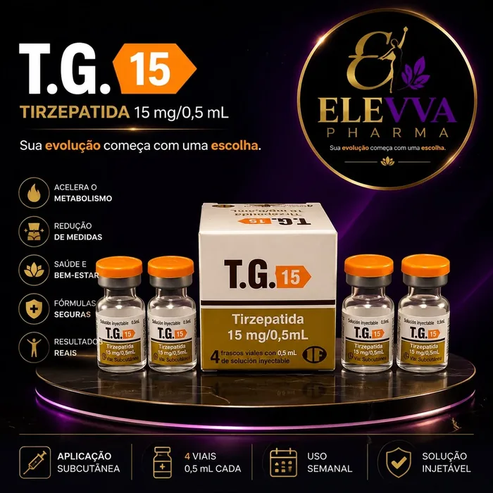 Apresentação do produto T.G. 15 com quatro frascos